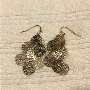 Gold Color Lace Effect Dangly Earrings